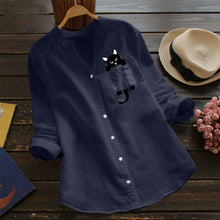 Load image into Gallery viewer, Black Cat Pocket Blouse